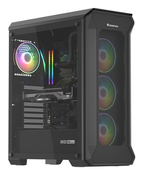 Obudowa NATEC Genesis Irid 505 ARGB NPC-1518 (ATX. Micro ATX. Mini ITX; kolor czarny) Obudowa NATEC Genesis Irid 505 ARGB NPC-1518 (ATX. Micro ATX. Mini ITX; kolor czarny)