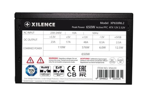 Zasilacz CASE PSU ATX2.52 650W/XN421 BULK XILENCE Zasilacz CASE PSU ATX2.52 650W/XN421 BULK XILENCE