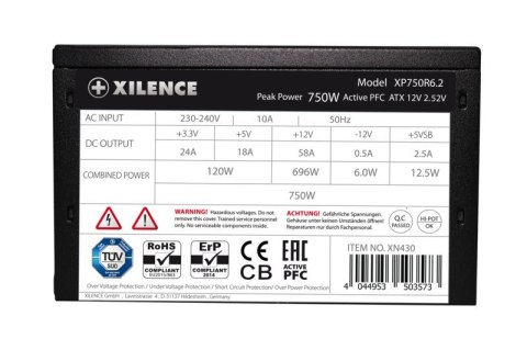 Xilence XP750R6.2 moduł zasilaczy 750 W 20+4 pin ATX ATX Czarny Xilence XP750R6.2 moduł zasilaczy 750 W 20+4 pin ATX ATX Czarny