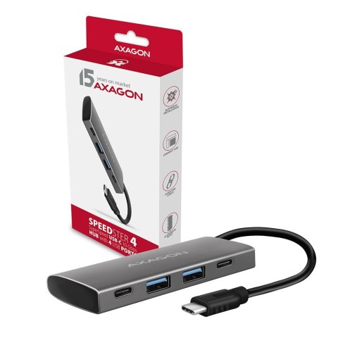 Axagon HMC-4G2 huby i koncentratory USB 3.2 Gen 2 (3.1 Gen 2) Type-C 10000 Mbit/s Szary Axagon HMC-4G2 huby i koncentratory USB 3.2 Gen 2 (3.1 Gen 2) Type-C 10000 Mbit/s Szary