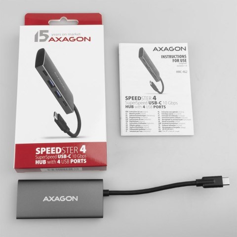 Axagon HMC-4G2 huby i koncentratory USB 3.2 Gen 2 (3.1 Gen 2) Type-C 10000 Mbit/s Szary Axagon HMC-4G2 huby i koncentratory USB 3.2 Gen 2 (3.1 Gen 2) Type-C 10000 Mbit/s Szary