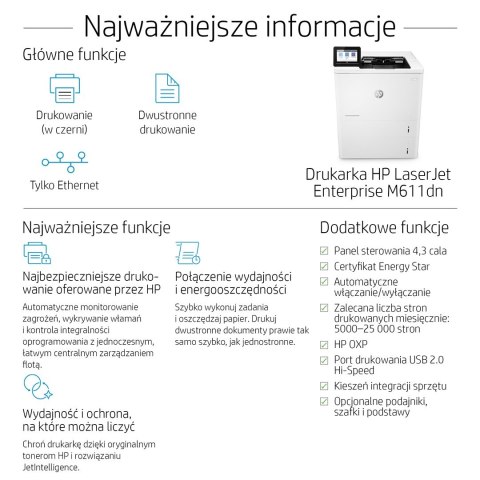 DRUKARKA LASEROWA HP LASERJET M611DN DRUKARKA LASEROWA HP LASERJET M611DN