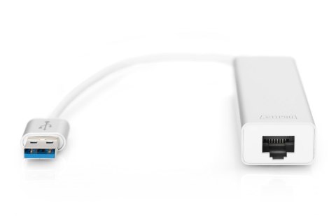 HUB 3-portowy USB 3.0 SuperSpeed z LANGigabit LAN adapter, aluminium HUB 3-portowy USB 3.0 SuperSpeed z LANGigabit LAN adapter, aluminium