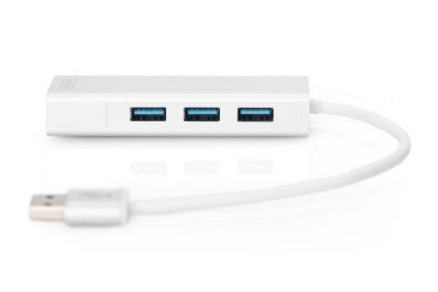 HUB 3-portowy USB 3.0 SuperSpeed z LANGigabit LAN adapter, aluminium HUB 3-portowy USB 3.0 SuperSpeed z LANGigabit LAN adapter, aluminium