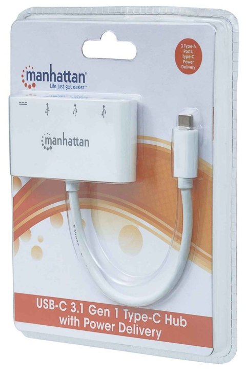 Manhattan 163552 huby i koncentratory USB 3.2 Gen 1 (3.1 Gen 1) Type-C 5000 Mbit/s Biały Manhattan 163552 huby i koncentratory USB 3.2 Gen 1 (3.1 Gen 1) Type-C 5000 Mbit/s Biały