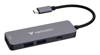 Verbatim 32155 huby i koncentratory USB 3.2 Gen 1 (3.1 Gen 1) Type-C 5000 Mbit/s Szary