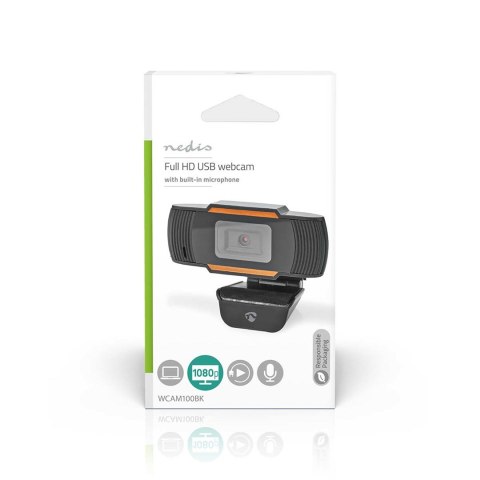 Nedis WCAM100BK kamera internetowa 2 MP 1920 x 1080 px USB 2.0 Czarny Nedis WCAM100BK kamera internetowa 2 MP 1920 x 1080 px USB 2.0 Czarny