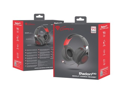 GENESIS Radon 610 Zestaw słuchawkowy Przewodowa Opaska na głowę Gaming USB Typu-A Czarny, Czerwony GENESIS Radon 610 Zestaw słuchawkowy Przewodowa Opaska na głowę Gaming USB Typu-A Czarny, Czerwony