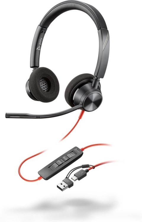 Poly Blackwire 3320 Stereo USB-C Headset +USB-C/A Adapter