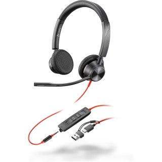 Słuchawki przewodowe POLY Blackwire 3325 Stereo Microsoft Teams Certified USB-C Headset 3.5mm Plug USB-C/A Adapter Przewodowa Op