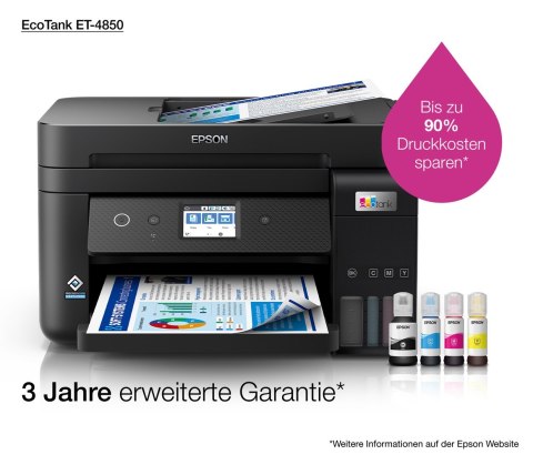 Epson EcoTank ET-4850 Atramentowa A4 4800 x 1200 DPI 33 stron/min Wi-Fi Epson EcoTank ET-4850 Atramentowa A4 4800 x 1200 DPI 33 stron/min Wi-Fi
