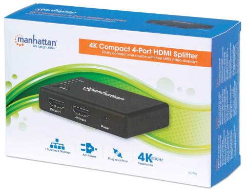 Manhattan 207706 rozgałęziacz telewizyjny HDMI 4x HDMI Manhattan 207706 rozgałęziacz telewizyjny HDMI 4x HDMI