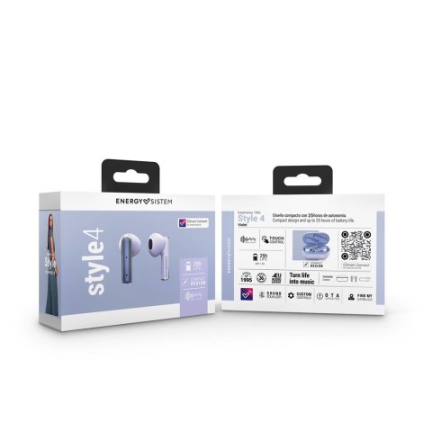 Słuchawki True Wireless Stereo (TWS) Energy Sistem Style 4 Douszny Połączenia/muzyka USB Type-C Bluetooth Fioletowy Słuchawki True Wireless Stereo (TWS) Energy Sistem Style 4 Douszny Połączenia/muzyka USB Type-C Bluetooth Fioletowy
