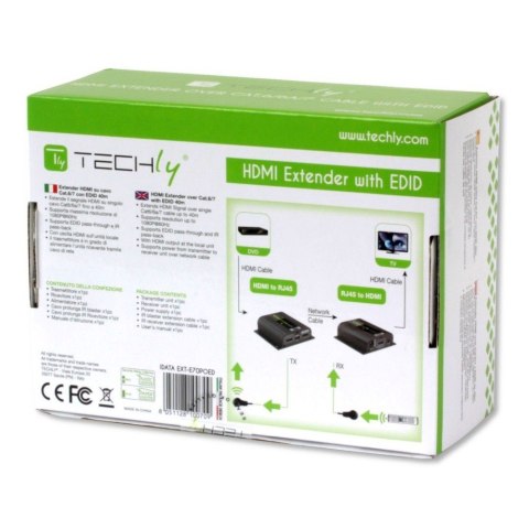 Techly IDATA EXT-E70POED przedłużacz AV Nadajnik i odbiornik AV Czarny Techly IDATA EXT-E70POED przedłużacz AV Nadajnik i odbiornik AV Czarny