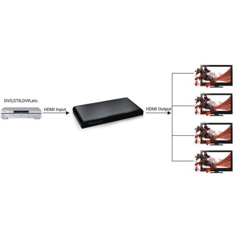 Techly IDATA HDMI2-4K4 rozgałęziacz telewizyjny HDMI 4x HDMI Techly IDATA HDMI2-4K4 rozgałęziacz telewizyjny HDMI 4x HDMI