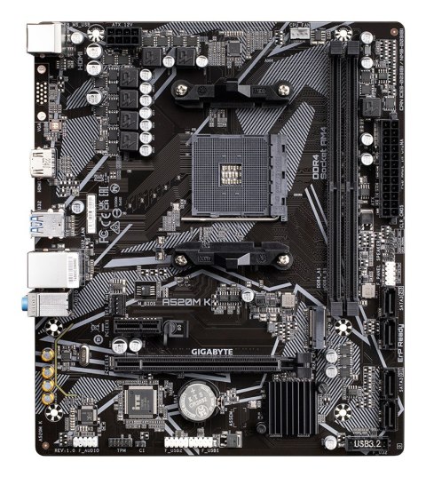 Płyta główna Gigabyte A520M K, chipset AMD A520, gniazdo AM4, 2xDDR4, format mATX