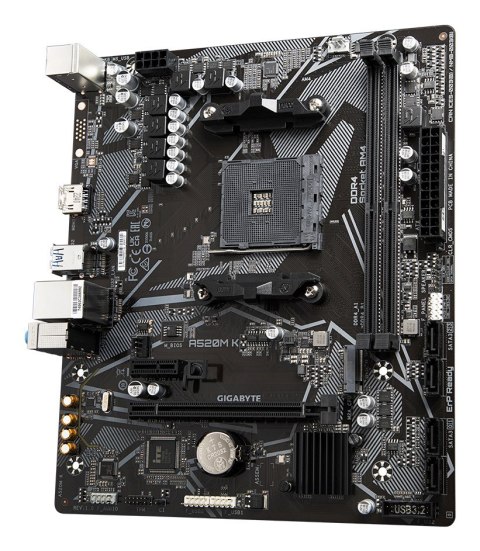 Płyta główna Gigabyte A520M K, chipset AMD A520, gniazdo AM4, 2xDDR4, format mATX