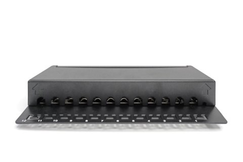 Digitus Panel krosowy desktop 12x RJ45, LSA poziom, kat.6A, ekranowany, czarny, prowadnica kabli Digitus Panel krosowy desktop 12x RJ45, LSA poziom, kat.6A, ekranowany, czarny, prowadnica kabli