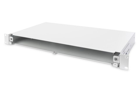 Panel krosowy FO bez płyty czołowej 19'' 1U, wysuwany, dławnica PG13.5 i PG16, opaski/uchwyty, szary Panel krosowy FO bez płyty czołowej 19'' 1U, wysuwany, dławnica PG13.5 i PG16, opaski/uchwyty, szary