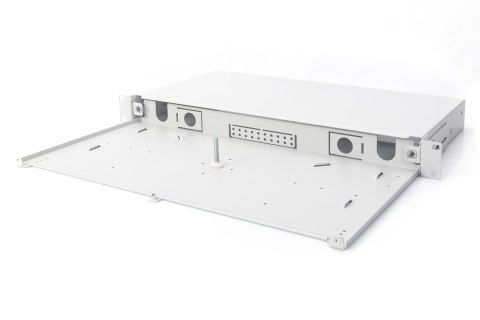 Panel krosowy FO bez płyty czołowej 19'' 1U, wysuwany, dławnica PG13.5 i PG16, opaski/uchwyty, szary Panel krosowy FO bez płyty czołowej 19'' 1U, wysuwany, dławnica PG13.5 i PG16, opaski/uchwyty, szary