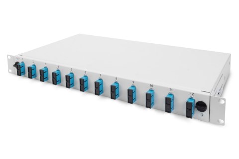 Panel krosowy FO bez płyty czołowej 19'' 1U, wysuwany, dławnica PG13.5 i PG16, opaski/uchwyty, szary Panel krosowy FO bez płyty czołowej 19'' 1U, wysuwany, dławnica PG13.5 i PG16, opaski/uchwyty, szary