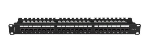Patch Panel 24 port 1U 19" Kat.6 UTP z organizerem kablowym czarny Lanberg Patch Panel 24 port 1U 19" Kat.6 UTP z organizerem kablowym czarny Lanberg