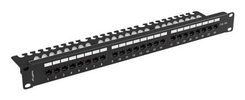Patch panel 24 port 1U 19" kategoria 6A UTP z organizerem kablowym czarny LANBERG Patch panel 24 port 1U 19" kategoria 6A UTP z organizerem kablowym czarny LANBERG