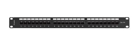 Patch panel 24 port 1U 19" kategoria 6A UTP z organizerem kablowym czarny LANBERG Patch panel 24 port 1U 19" kategoria 6A UTP z organizerem kablowym czarny LANBERG