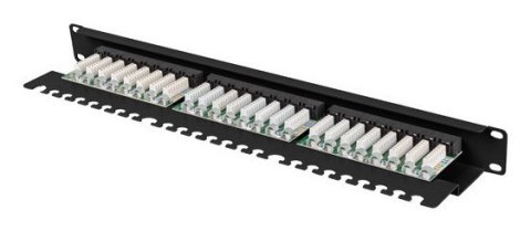 Patch panel 24 port 1U 19" kategoria 6A UTP z organizerem kablowym czarny LANBERG Patch panel 24 port 1U 19" kategoria 6A UTP z organizerem kablowym czarny LANBERG