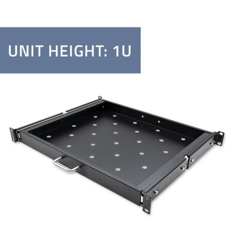QOLTEC PÓŁKA Z UCHWYTEM DO SZAFY RACK | 600*600 | WYSUWANA | CZARNA