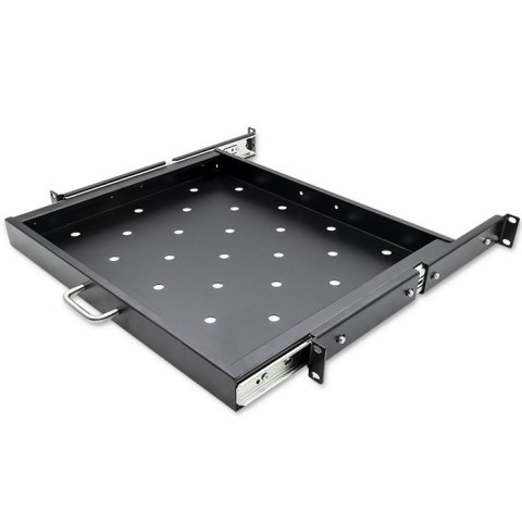 QOLTEC PÓŁKA Z UCHWYTEM DO SZAFY RACK | 600*600 | WYSUWANA | CZARNA