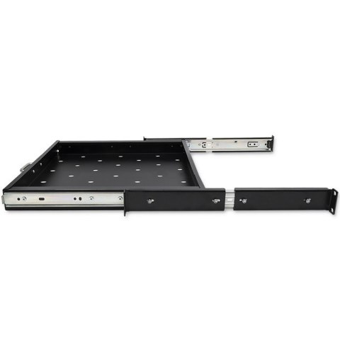 QOLTEC PÓŁKA Z UCHWYTEM DO SZAFY RACK | 600*600 | WYSUWANA | CZARNA