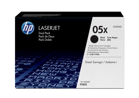 HP 05X zestaw 2 oryginalnych wkładów z czarnym tonerem LaserJet XL HP 05X zestaw 2 oryginalnych wkładów z czarnym tonerem LaserJet XL
