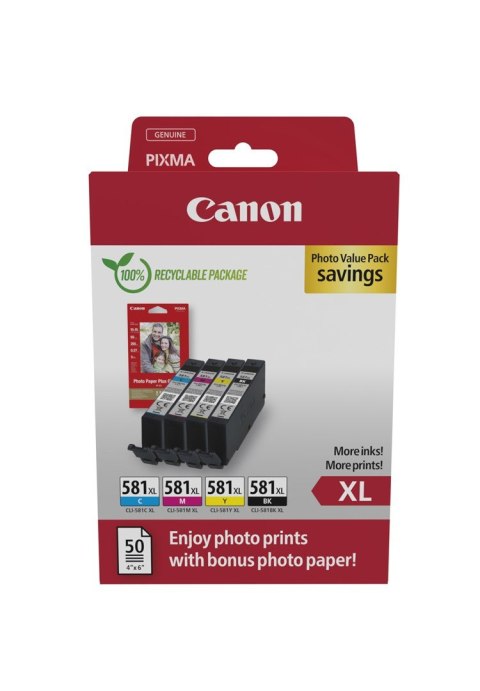 Canon 2052C006 - Zestaw tuszy XL - Cyjan, Magenta, Żółty - 8.3 ml każdy - 4 sztuki - Pakiet promocyjny zdjęć Canon 2052C006 - Zestaw tuszy XL - Cyjan, Magenta, Żółty - 8.3 ml każdy - 4 sztuki - Pakiet promocyjny zdjęć