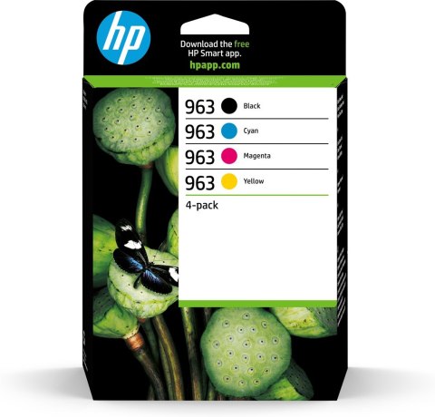 HP Zestaw 4 oryginalnych wkładów atramentowych 963 czarny/błękitny/purpurowy/żółty HP Zestaw 4 oryginalnych wkładów atramentowych 963 czarny/błękitny/purpurowy/żółty