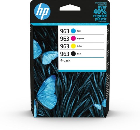 HP Zestaw 4 oryginalnych wkładów atramentowych 963 czarny/błękitny/purpurowy/żółty HP Zestaw 4 oryginalnych wkładów atramentowych 963 czarny/błękitny/purpurowy/żółty