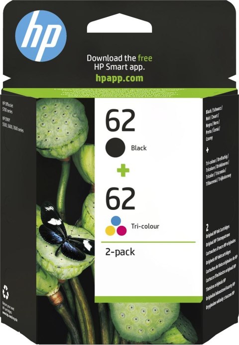 Tusz HP zestaw HP 62, HP62=N9J71AE, zawiera czarny i kolor, C2P204A+C2P206AE Tusz HP zestaw HP 62, HP62=N9J71AE, zawiera czarny i kolor, C2P204A+C2P206AE