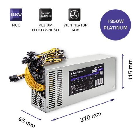 QOLTEC ZASILACZ PCI-E 1850W | 80 PLUS PLATINUM | GAMING MINER QOLTEC ZASILACZ PCI-E 1850W | 80 PLUS PLATINUM | GAMING MINER