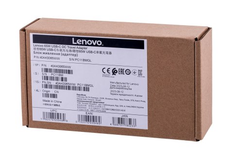 Zasilacz samochodowy Lenovo 65W USB-C DC Zasilacz samochodowy Lenovo 65W USB-C DC