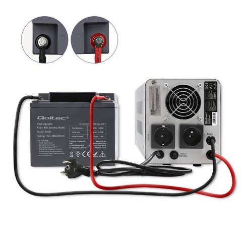QOLTEC ZASILACZ AWARYJNY PURE SINE WAVE UPS | 500VA | 350W | SZARY QOLTEC ZASILACZ AWARYJNY PURE SINE WAVE UPS | 500VA | 350W | SZARY