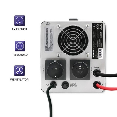 QOLTEC ZASILACZ AWARYJNY PURE SINE WAVE UPS | 500VA | 350W | SZARY QOLTEC ZASILACZ AWARYJNY PURE SINE WAVE UPS | 500VA | 350W | SZARY