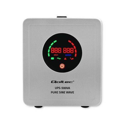 QOLTEC ZASILACZ AWARYJNY PURE SINE WAVE UPS | 500VA | 350W | SZARY QOLTEC ZASILACZ AWARYJNY PURE SINE WAVE UPS | 500VA | 350W | SZARY