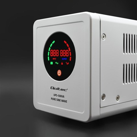 QOLTEC ZASILACZ AWARYJNY PURE SINE WAVE UPS | 500VA | 350W | SZARY QOLTEC ZASILACZ AWARYJNY PURE SINE WAVE UPS | 500VA | 350W | SZARY