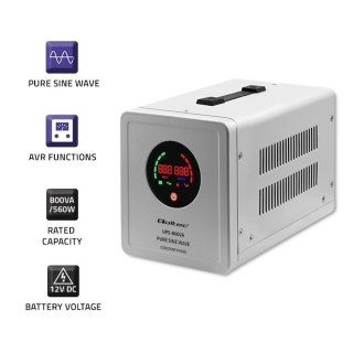 QOLTEC ZASILACZ AWARYJNY PURE SINE WAVE UPS 800VA 560W STAŁA FAZA SZARY