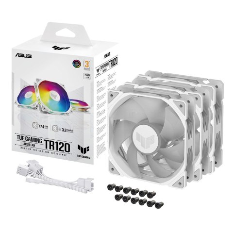 ASUS TUF GAMING TR120 ARGB 3IN1 White Obudowa komputera Chłodnica powietrza 12 cm Biały ASUS TUF GAMING TR120 ARGB 3IN1 White Obudowa komputera Chłodnica powietrza 12 cm Biały