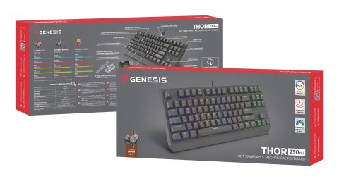 GENESIS Thor 230 TKL klawiatura Gaming USB QWERTY US English Czarny GENESIS Thor 230 TKL klawiatura Gaming USB QWERTY US English Czarny