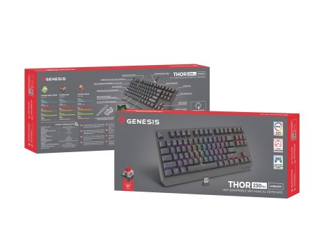 GENESIS Thor 230 TKL klawiatura Gaming USB + RF Wireless + Bluetooth QWERTY Szary GENESIS Thor 230 TKL klawiatura Gaming USB + RF Wireless + Bluetooth QWERTY Szary