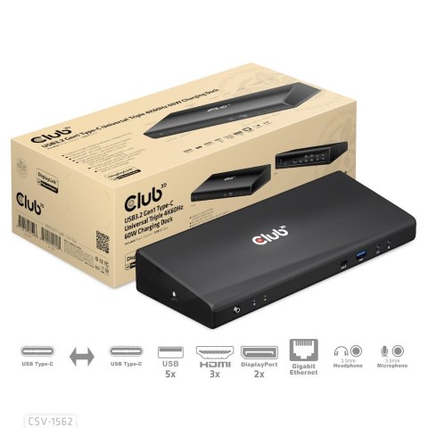 CLUB3D CSV-1562 stacja dokująca Dokujący USB 3.2 Gen 1 (3.1 Gen 1) Type-C Czarny CLUB3D CSV-1562 stacja dokująca Dokujący USB 3.2 Gen 1 (3.1 Gen 1) Type-C Czarny