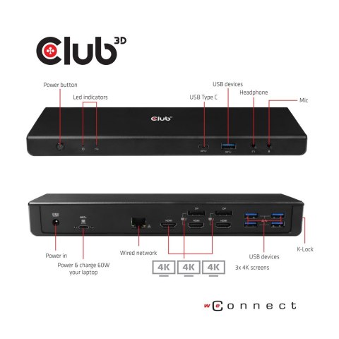 CLUB3D CSV-1562 stacja dokująca Dokujący USB 3.2 Gen 1 (3.1 Gen 1) Type-C Czarny CLUB3D CSV-1562 stacja dokująca Dokujący USB 3.2 Gen 1 (3.1 Gen 1) Type-C Czarny