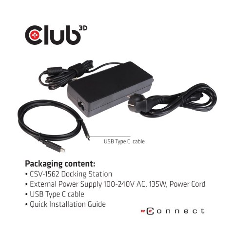 CLUB3D CSV-1562 stacja dokująca Dokujący USB 3.2 Gen 1 (3.1 Gen 1) Type-C Czarny CLUB3D CSV-1562 stacja dokująca Dokujący USB 3.2 Gen 1 (3.1 Gen 1) Type-C Czarny